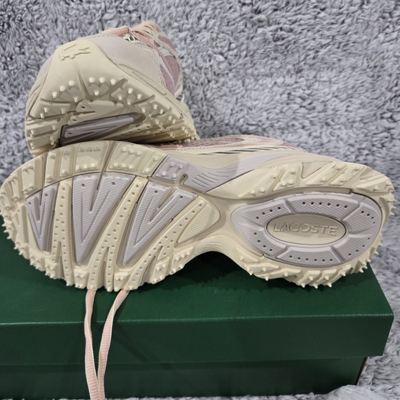 Lacoste Women's Pink and Cream Sneakers L003 Neo Shot Size 7.5 - Picture 12 of 15